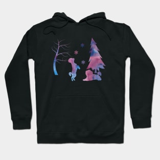 Poodle Winter Art With Snowflakes Hoodie